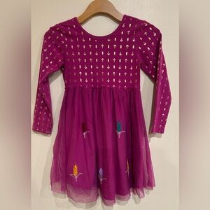 Hanna Andersson Frozen 2 Tulle Ballerina Dress Size 8 Floral Feather